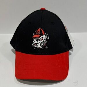 Georgia Black and Red Cap with Bulldog Embroidery